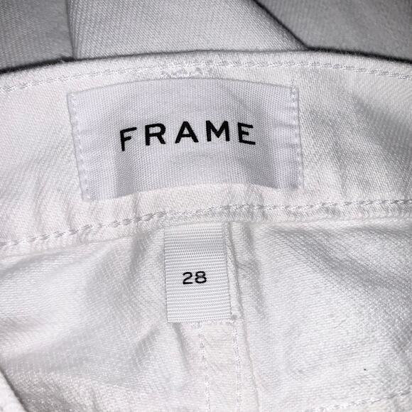 FRAME Le Garçon Straight Leg Ripped Rumpled Blanc Distressed Boyfriend Jeans - Picture 10 of 12